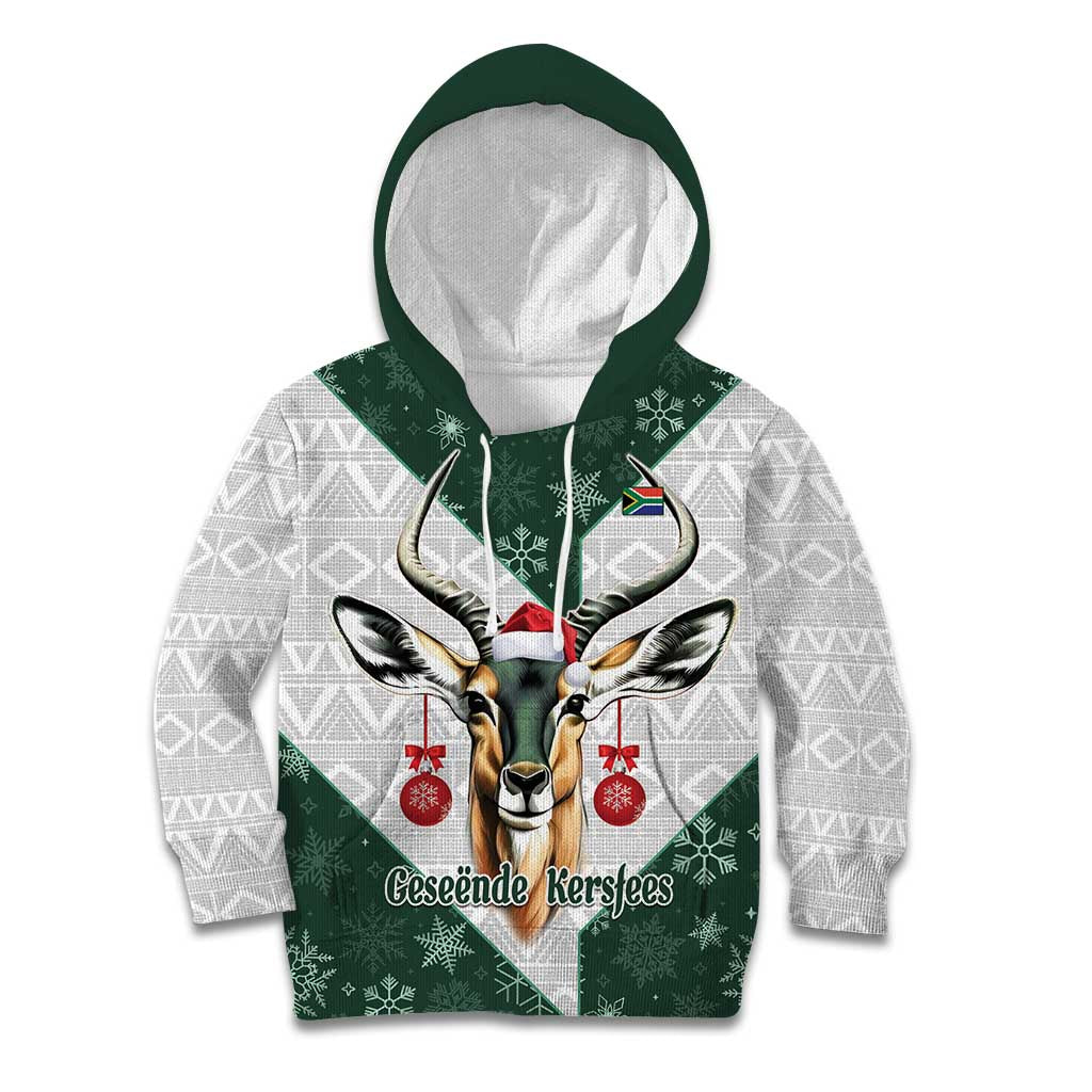 South Africa Springboks Christmas Kid Hoodie Bokke Santa - Geseende Kersfees