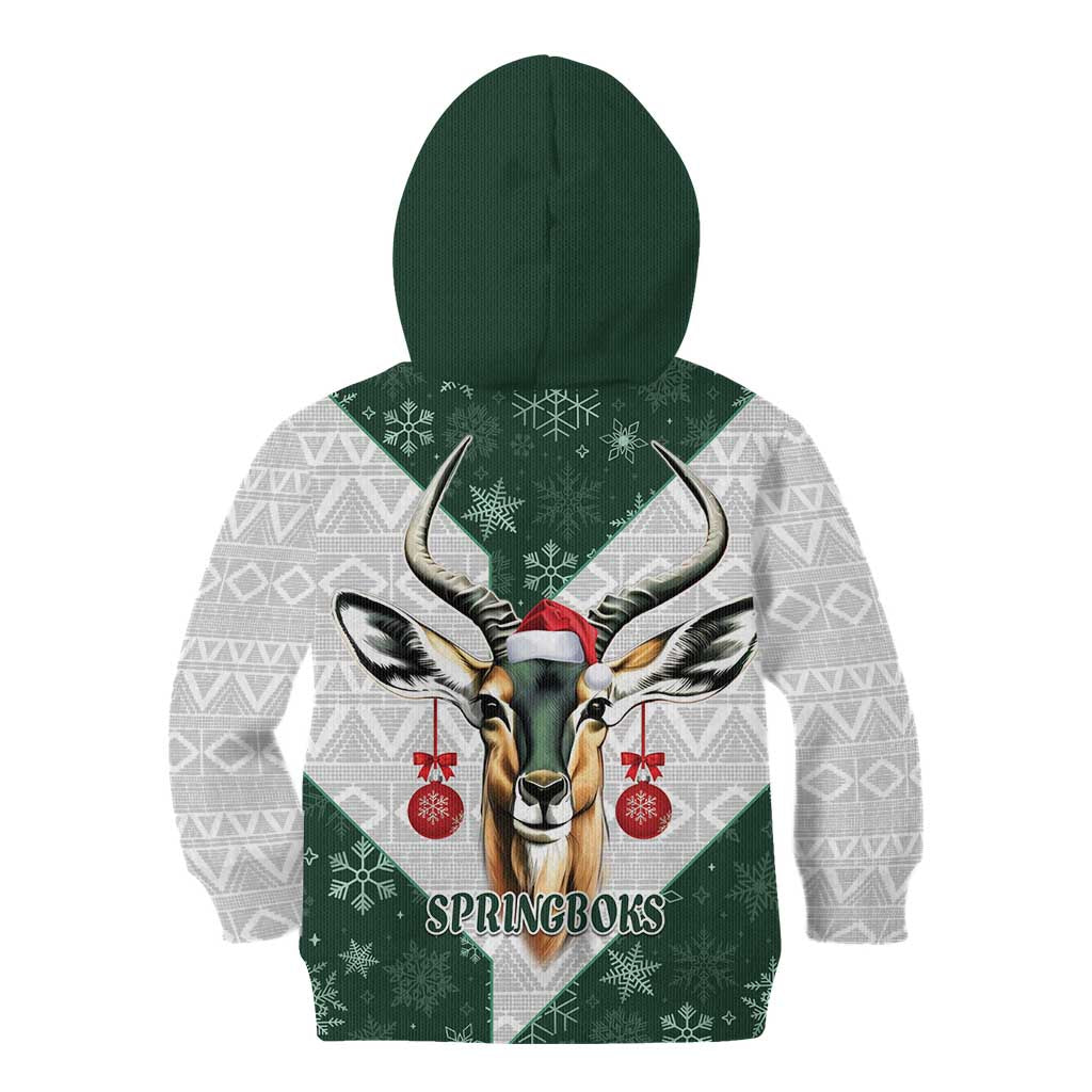 South Africa Springboks Christmas Kid Hoodie Bokke Santa - Geseende Kersfees