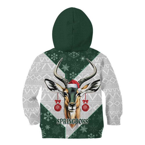 South Africa Springboks Christmas Kid Hoodie Bokke Santa - Geseende Kersfees