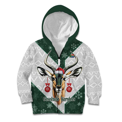 South Africa Springboks Christmas Kid Hoodie Bokke Santa - Geseende Kersfees