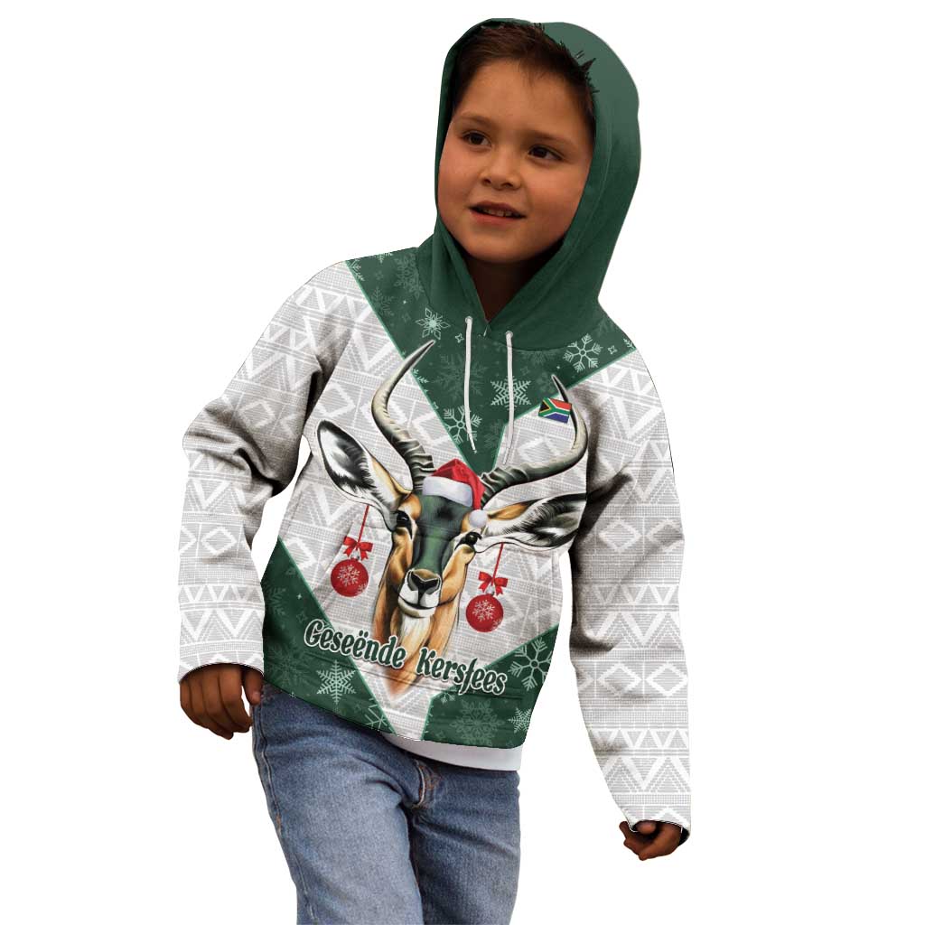 South Africa Springboks Christmas Kid Hoodie Bokke Santa - Geseende Kersfees