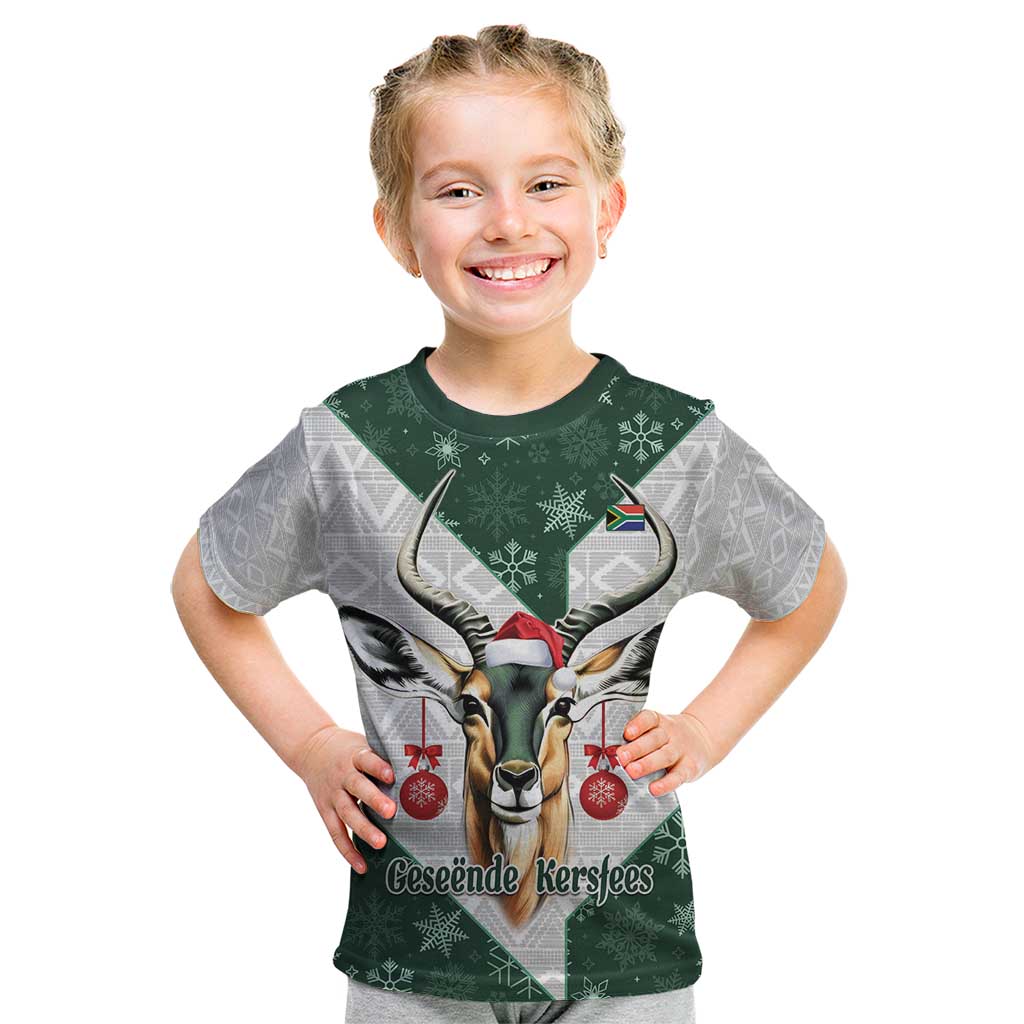 South Africa Springboks Christmas Kid T Shirt Bokke Santa - Geseende Kersfees