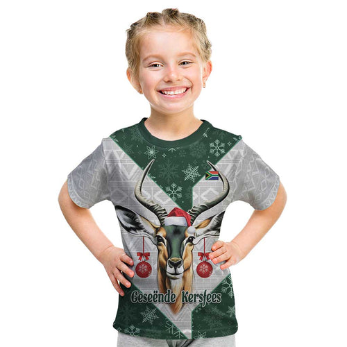 South Africa Springboks Christmas Kid T Shirt Bokke Santa - Geseende Kersfees