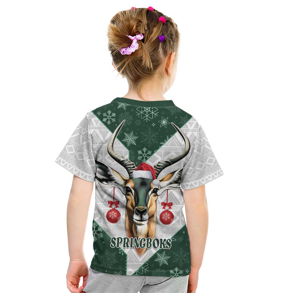 South Africa Springboks Christmas Kid T Shirt Bokke Santa - Geseende Kersfees