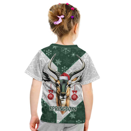 South Africa Springboks Christmas Kid T Shirt Bokke Santa - Geseende Kersfees