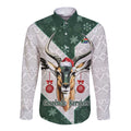 South Africa Springboks Christmas Long Sleeve Button Shirt Bokke Santa - Geseende Kersfees