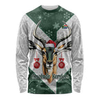 South Africa Springboks Christmas Long Sleeve Shirt Bokke Santa - Geseende Kersfees