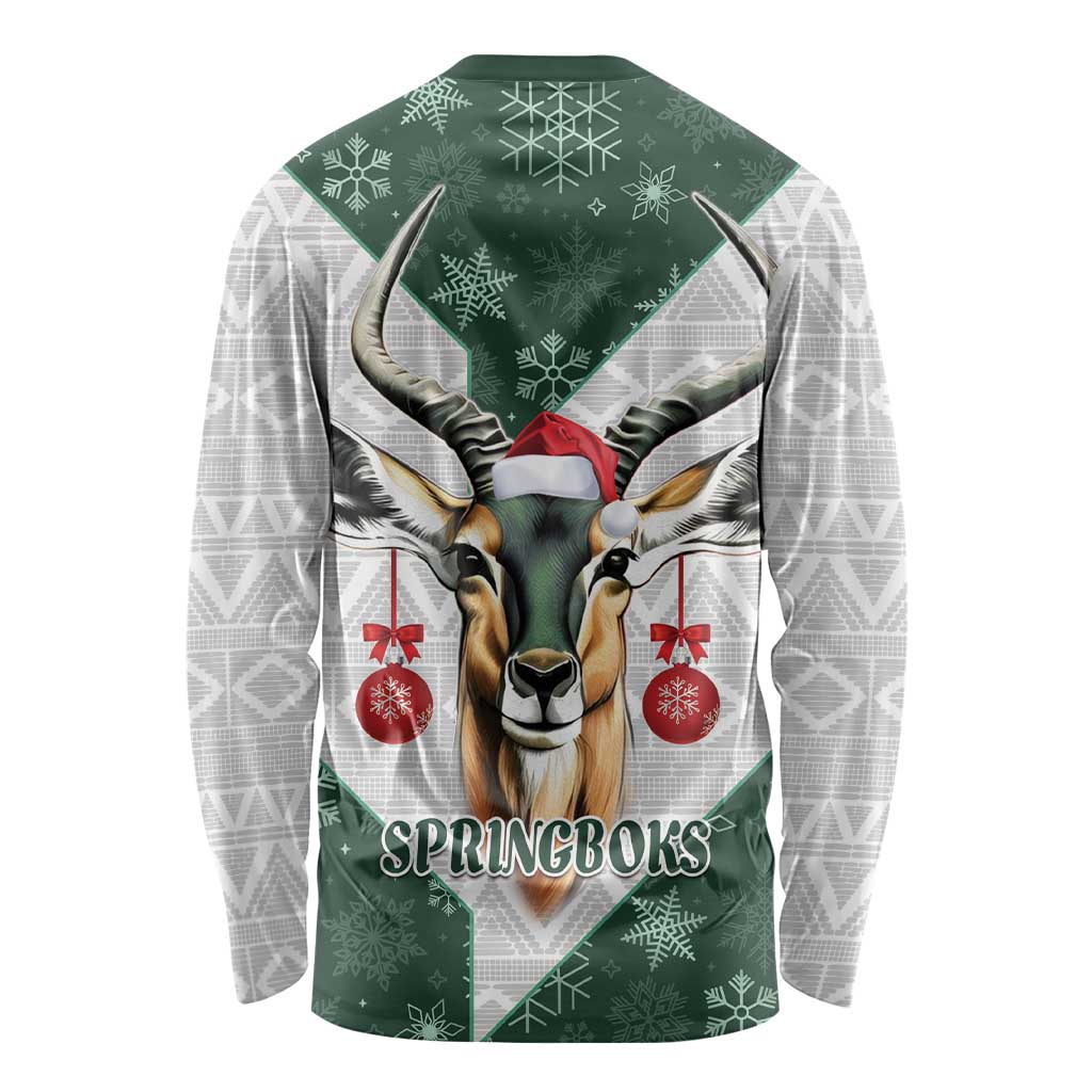 South Africa Springboks Christmas Long Sleeve Shirt Bokke Santa - Geseende Kersfees