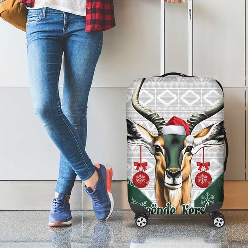 South Africa Springboks Christmas Luggage Cover Bokke Santa - Geseende Kersfees