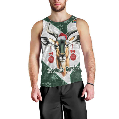 South Africa Springboks Christmas Men Tank Top Bokke Santa - Geseende Kersfees