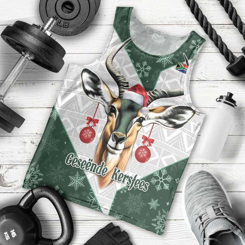 South Africa Springboks Christmas Men Tank Top Bokke Santa - Geseende Kersfees