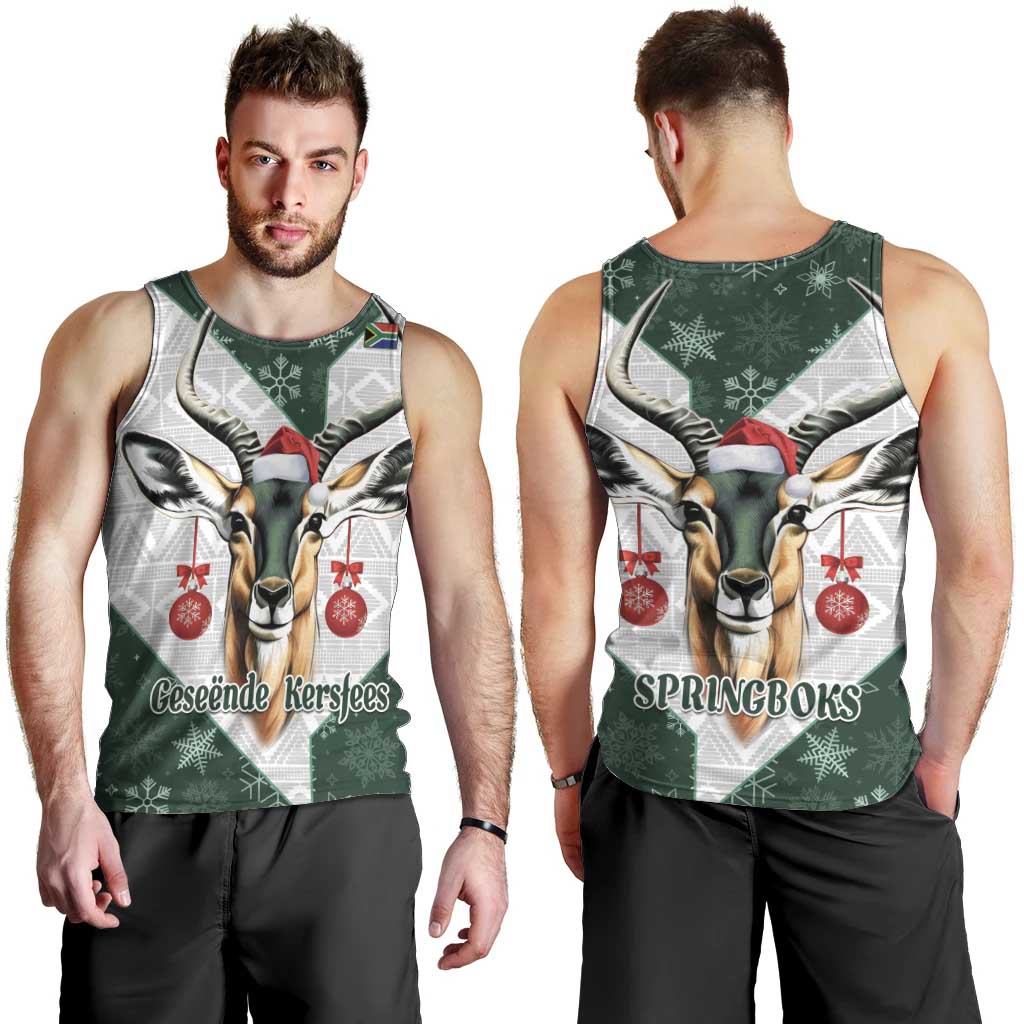 South Africa Springboks Christmas Men Tank Top Bokke Santa - Geseende Kersfees
