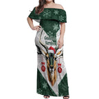 South Africa Springboks Christmas Off Shoulder Maxi Dress Bokke Santa - Geseende Kersfees