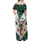 South Africa Springboks Christmas Off Shoulder Maxi Dress Bokke Santa - Geseende Kersfees