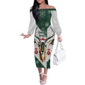 South Africa Springboks Christmas Off The Shoulder Long Sleeve Dress Bokke Santa - Geseende Kersfees