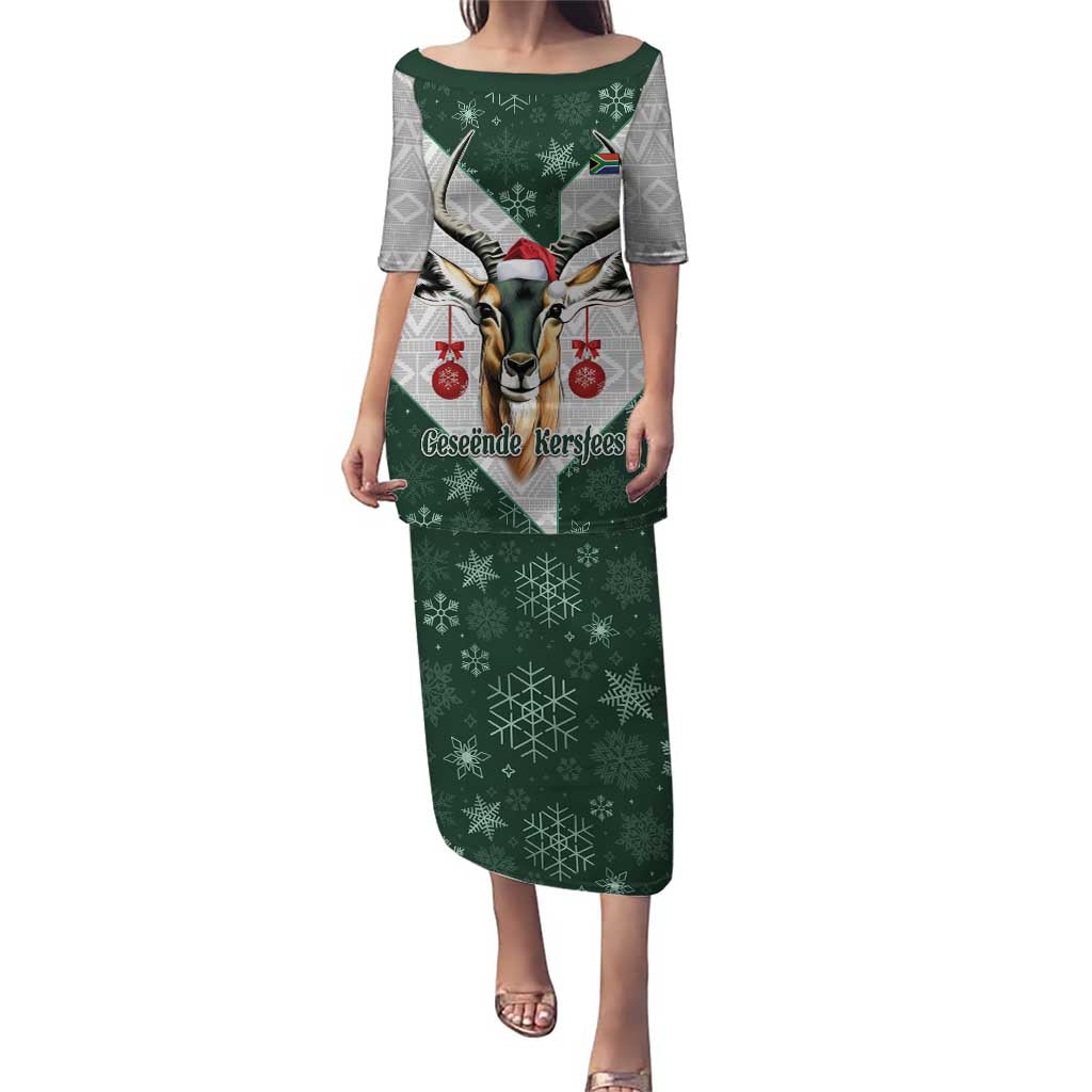 South Africa Springboks Christmas Puletasi Bokke Santa - Geseende Kersfees