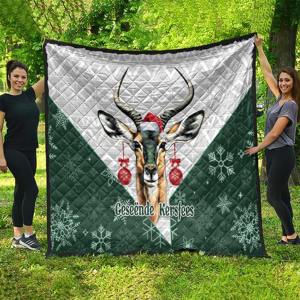 South Africa Springboks Christmas Quilt Bokke Santa - Geseende Kersfees