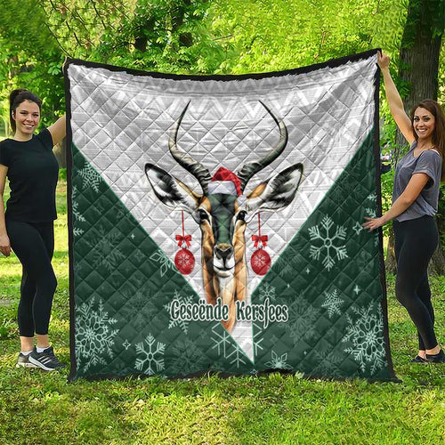 South Africa Springboks Christmas Quilt Bokke Santa - Geseende Kersfees