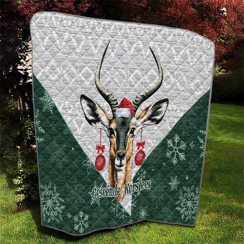 South Africa Springboks Christmas Quilt Bokke Santa - Geseende Kersfees