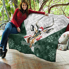 South Africa Springboks Christmas Quilt Bokke Santa - Geseende Kersfees
