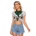South Africa Springboks Christmas Raglan Cropped T Shirt Bokke Santa - Geseende Kersfees