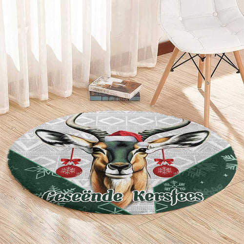 South Africa Springboks Christmas Round Carpet Bokke Santa - Geseende Kersfees