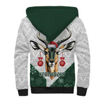 South Africa Springboks Christmas Sherpa Hoodie Bokke Santa - Geseende Kersfees