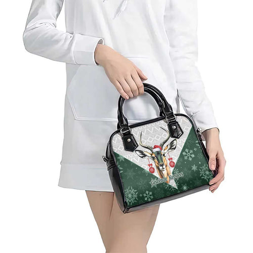 South Africa Springboks Christmas Shoulder Handbag Bokke Santa - Geseende Kersfees
