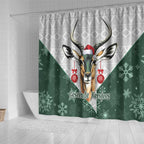 South Africa Springboks Christmas Shower Curtain Bokke Santa - Geseende Kersfees