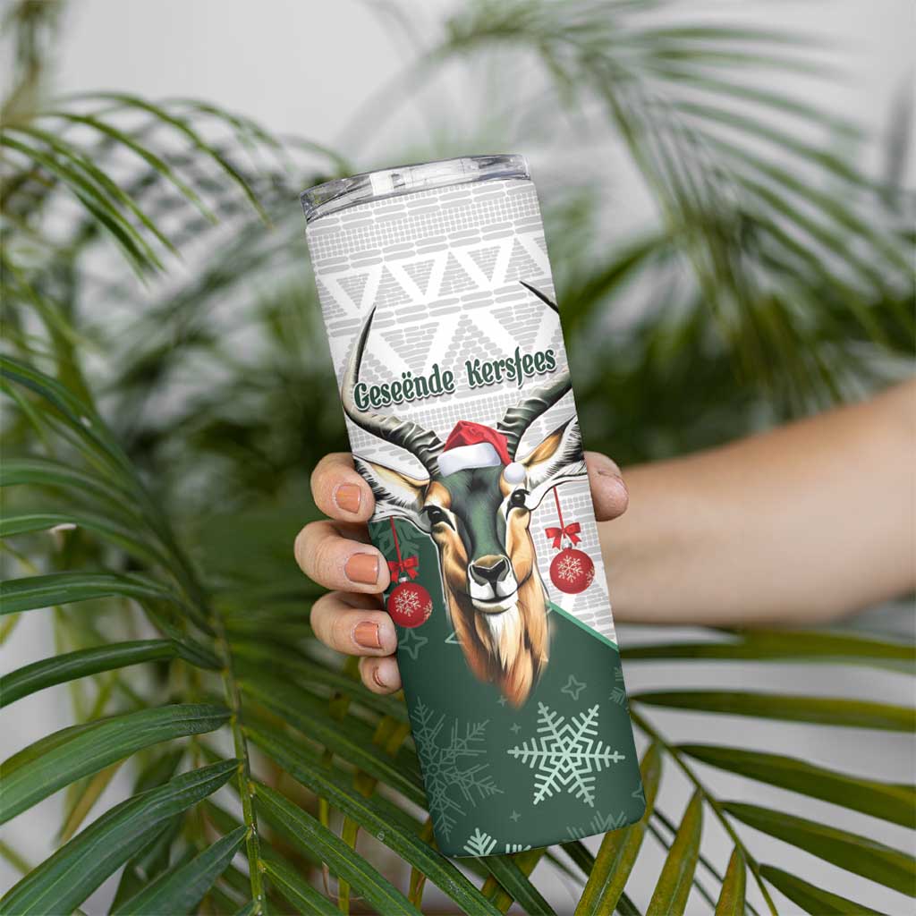 South Africa Springboks Christmas Skinny Tumbler Bokke Santa - Geseende Kersfees