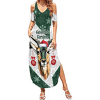 South Africa Springboks Christmas Summer Maxi Dress Bokke Santa - Geseende Kersfees