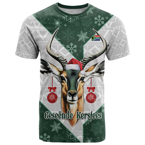 South Africa Springboks Christmas T Shirt Bokke Santa - Geseende Kersfees