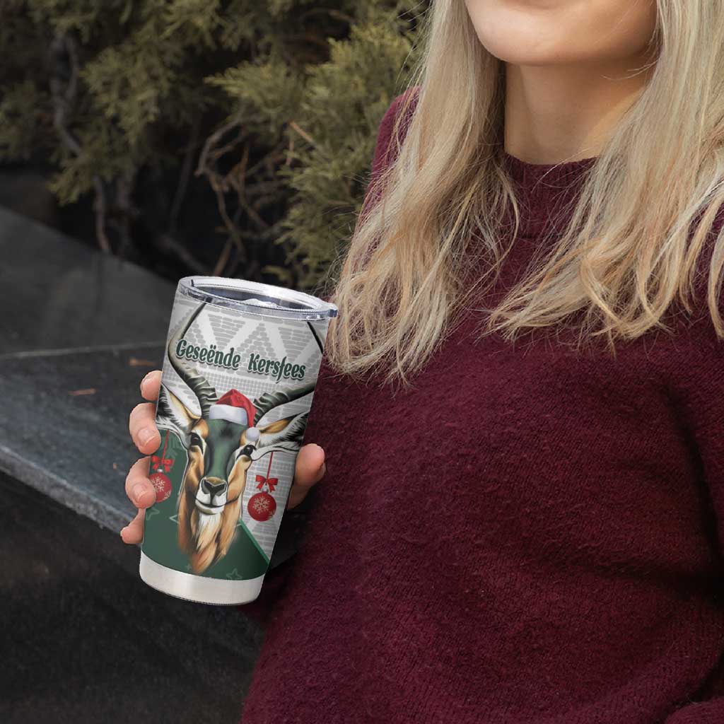 South Africa Springboks Christmas Tumbler Cup Bokke Santa - Geseende Kersfees