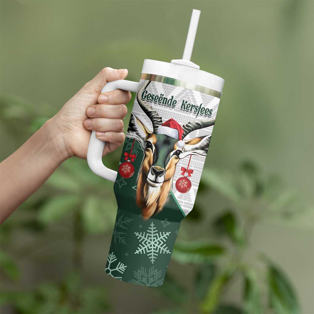 South Africa Springboks Christmas Tumbler With Handle Bokke Santa - Geseende Kersfees