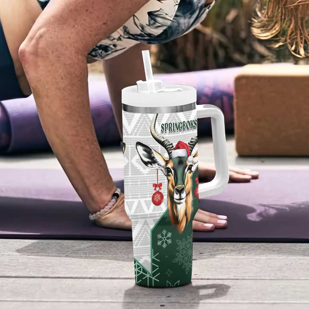 South Africa Springboks Christmas Tumbler With Handle Bokke Santa - Geseende Kersfees