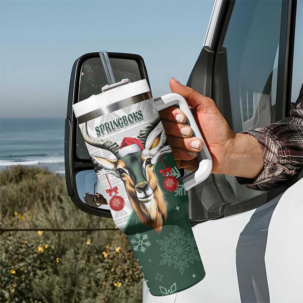 South Africa Springboks Christmas Tumbler With Handle Bokke Santa - Geseende Kersfees
