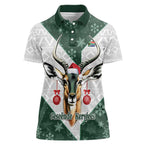 South Africa Springboks Christmas Women Polo Shirt Bokke Santa - Geseende Kersfees
