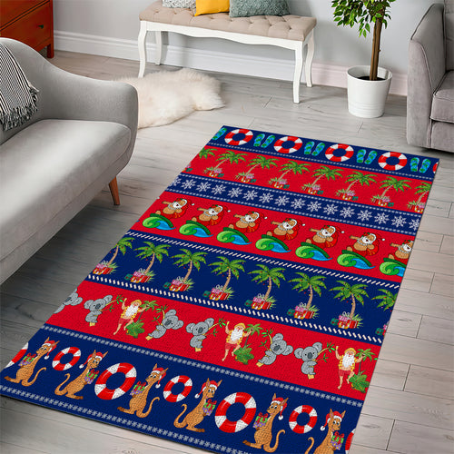 personalised-australia-christmas-area-rug-aussie-santa-claus-beach-xmas-vibes