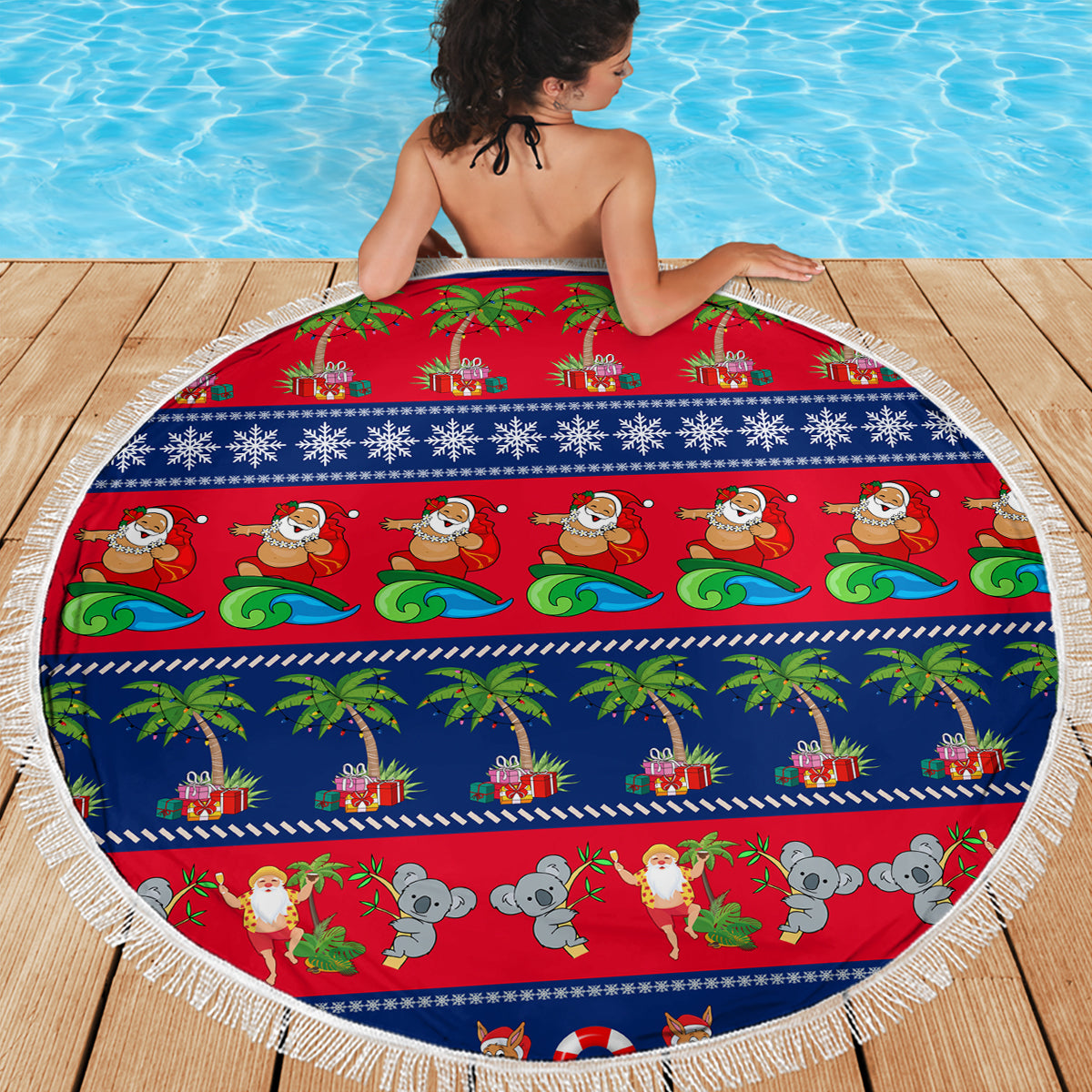personalised-australia-christmas-beach-blanket-aussie-santa-claus-beach-xmas-vibes