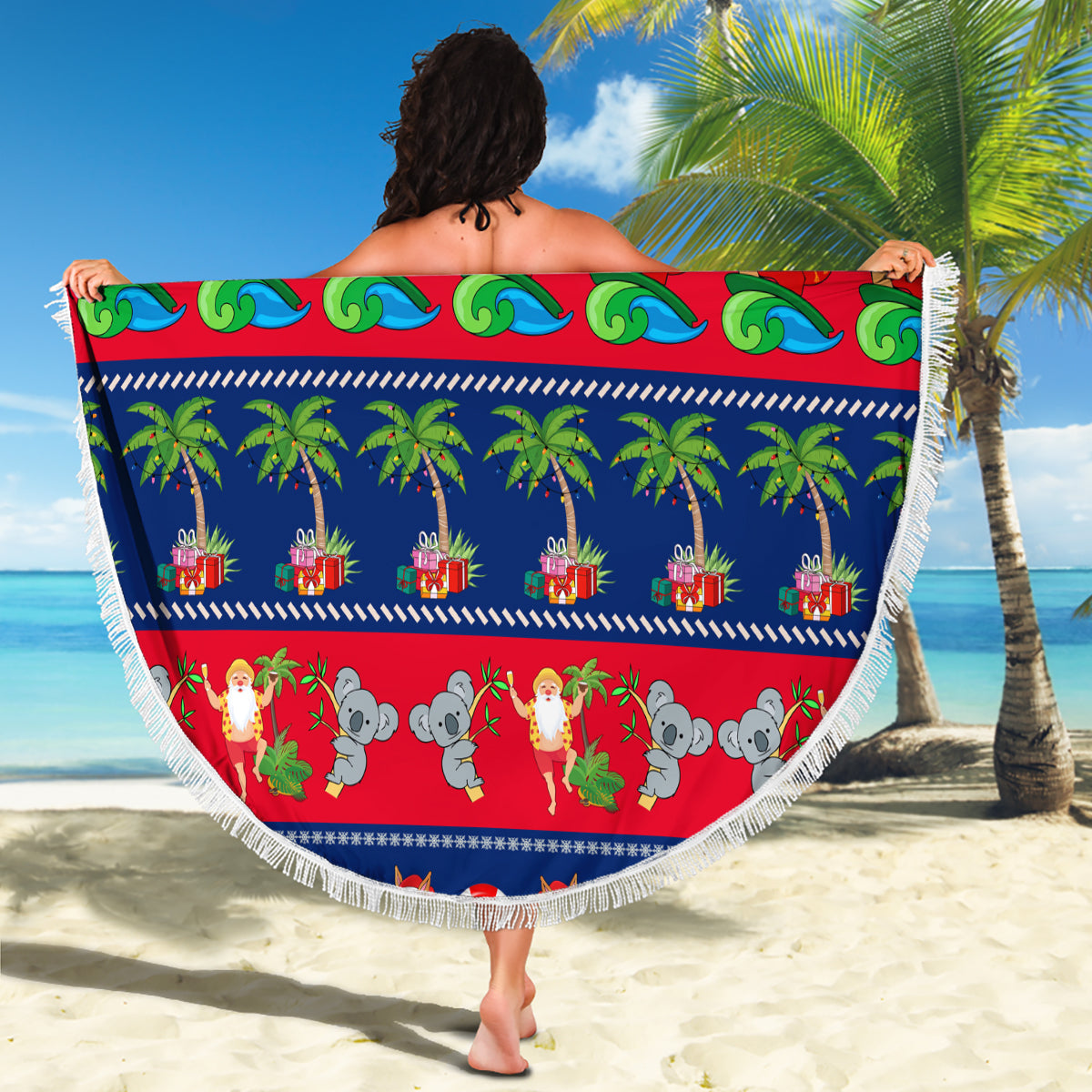 personalised-australia-christmas-beach-blanket-aussie-santa-claus-beach-xmas-vibes
