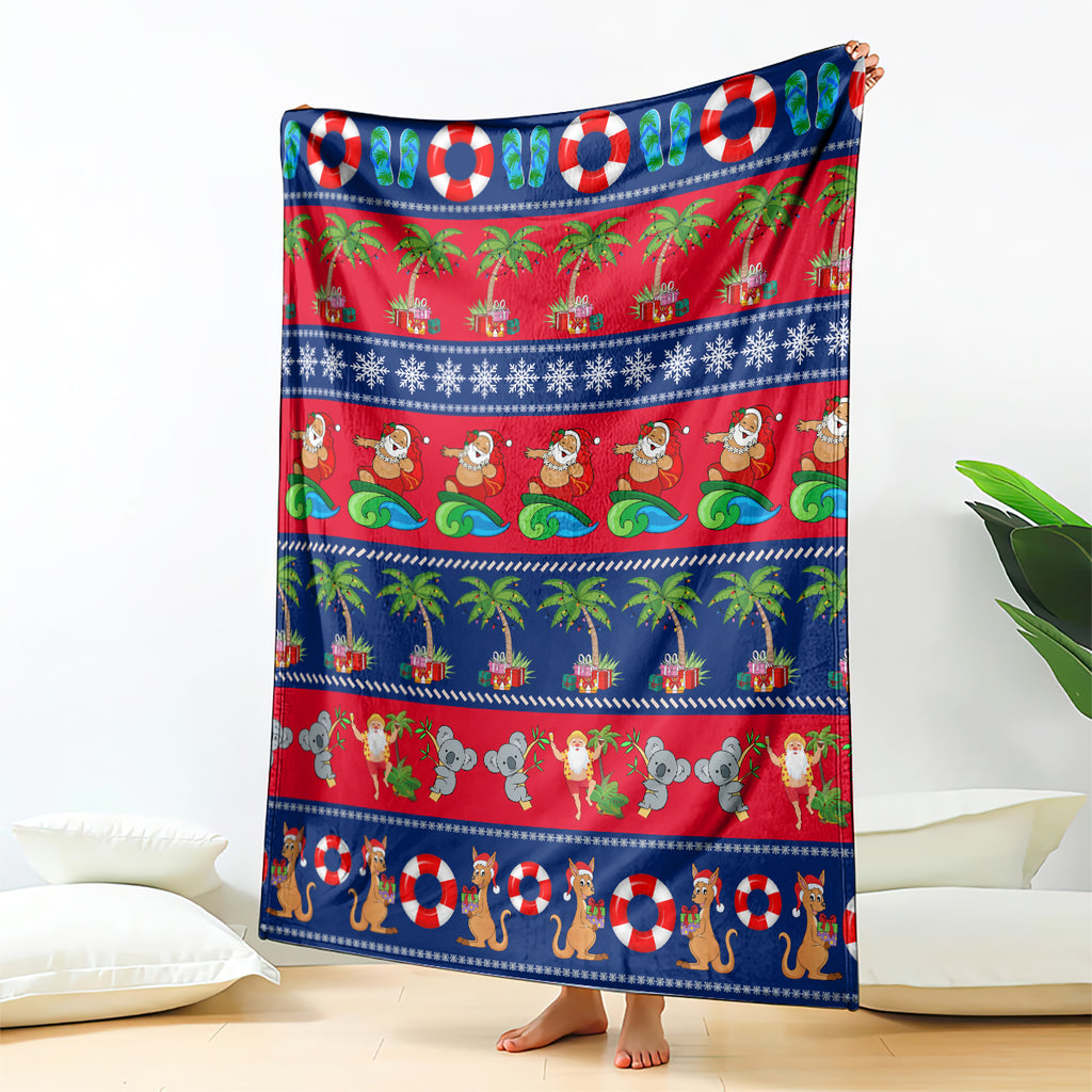 personalised-australia-christmas-blanket-aussie-santa-claus-beach-xmas-vibes