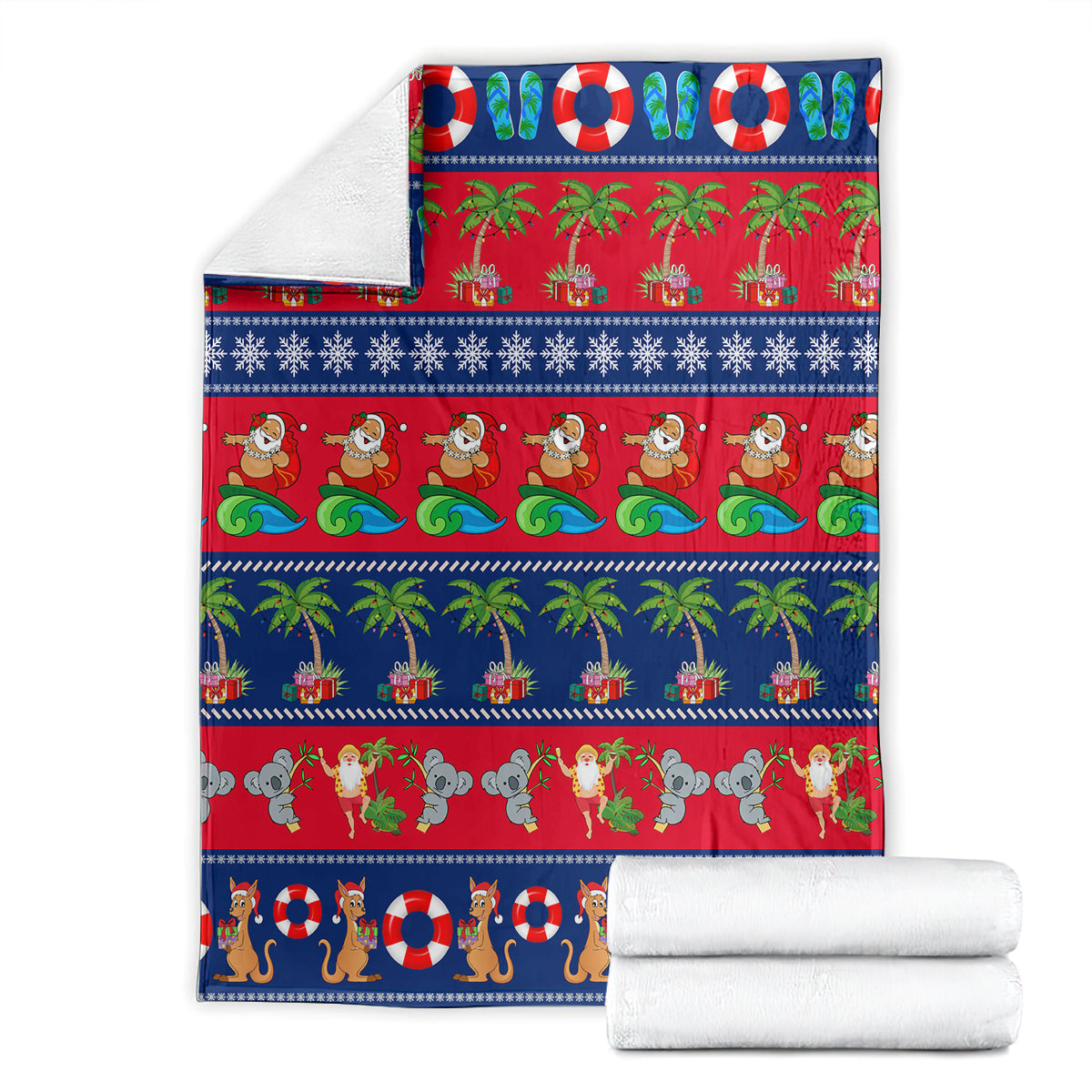 personalised-australia-christmas-blanket-aussie-santa-claus-beach-xmas-vibes