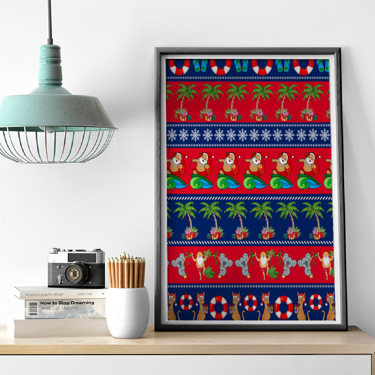 personalised-australia-christmas-canvas-wall-art-aussie-santa-claus-beach-xmas-vibes