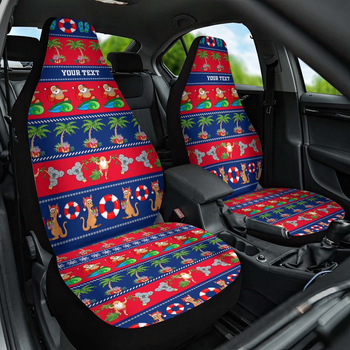 personalised-australia-christmas-car-seat-cover-aussie-santa-claus-beach-xmas-vibes