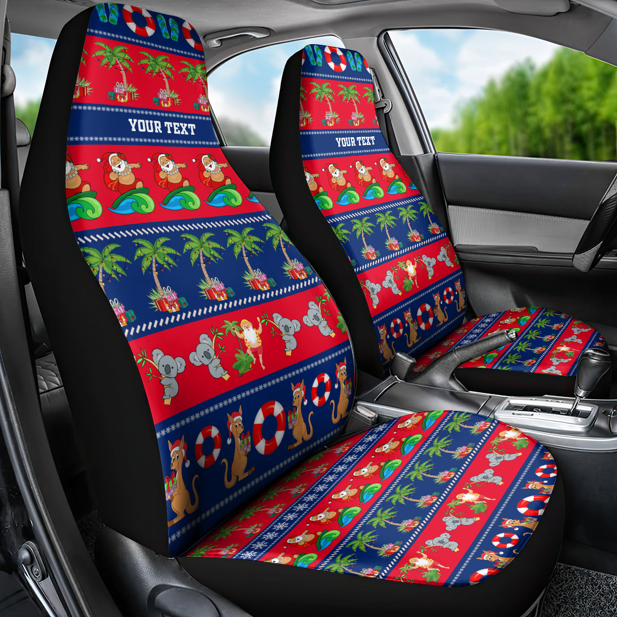 personalised-australia-christmas-car-seat-cover-aussie-santa-claus-beach-xmas-vibes