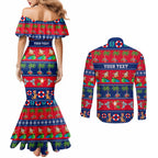 personalised-australia-christmas-couples-matching-mermaid-dress-and-long-sleeve-button-shirt-aussie-santa-claus-beach-xmas-vibes