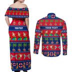 personalised-australia-christmas-couples-matching-off-shoulder-maxi-dress-and-long-sleeve-button-shirt-aussie-santa-claus-beach-xmas-vibes