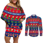 personalised-australia-christmas-couples-matching-off-shoulder-short-dress-and-long-sleeve-button-shirt-aussie-santa-claus-beach-xmas-vibes