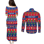 personalised-australia-christmas-couples-matching-puletasi-dress-and-long-sleeve-button-shirt-aussie-santa-claus-beach-xmas-vibes