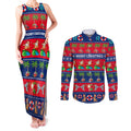 personalised-australia-christmas-couples-matching-tank-maxi-dress-and-long-sleeve-button-shirt-aussie-santa-claus-beach-xmas-vibes